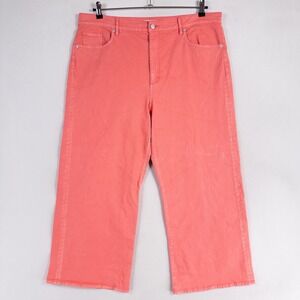 LOFT Jeans Womens 33/16 Pink Denim The Wide Leg Crop Cotton Stretch 5 Pocket